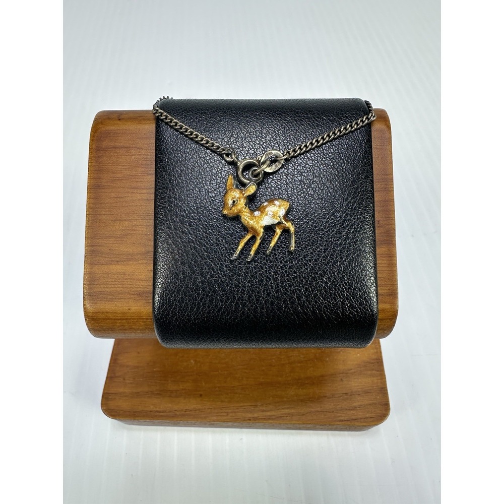 VTG‎ Italian 800 Silver Pendant Charm Fawn Deer Bambi Bracelet Necklace Enamel